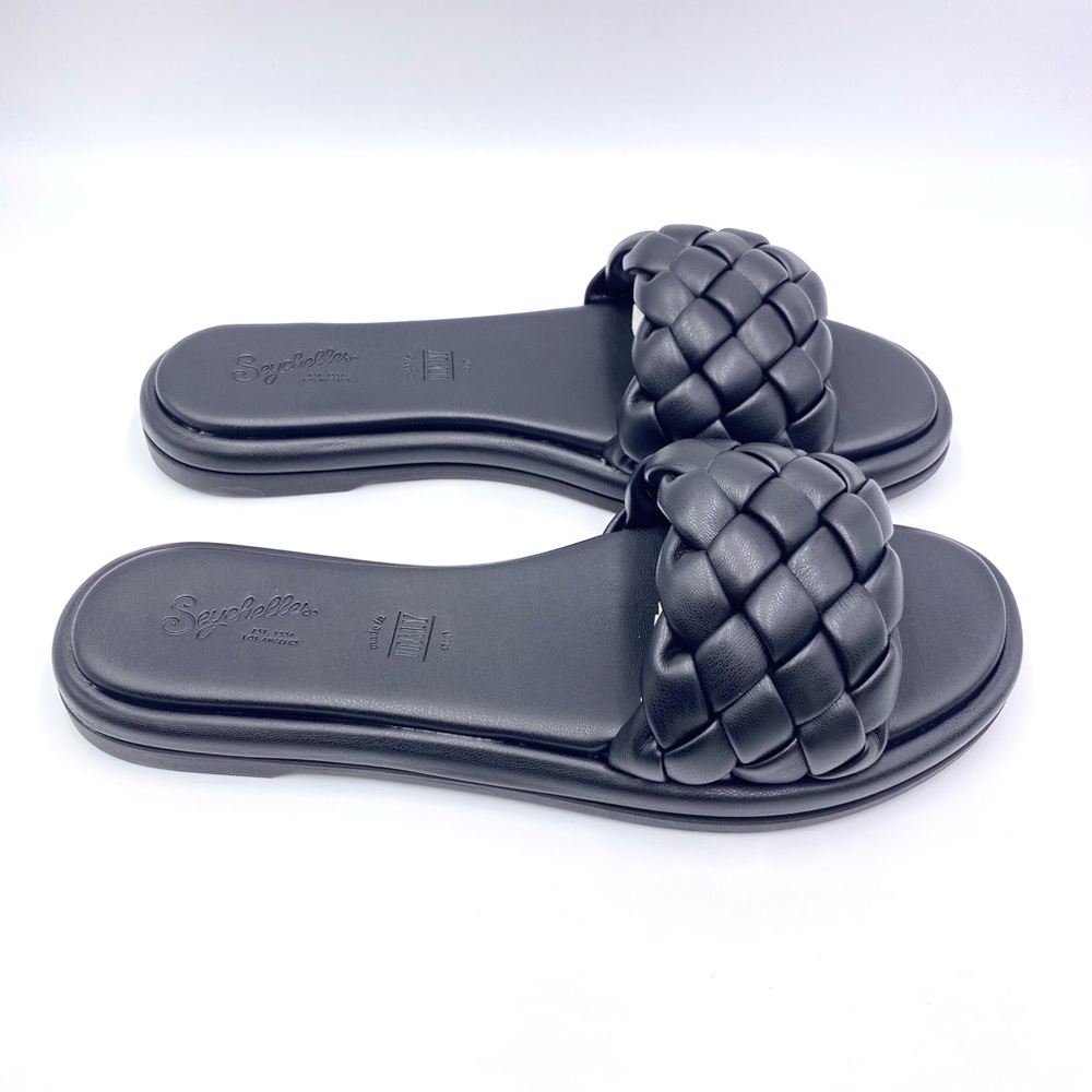 Seychelles Womens Size 10 Bellissima Woven Black Flats Sandals Slides Shoes NEW
